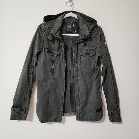 G-Star Raw Mens Cotton Full-Zip Hooded Jacket Military Green Unlined Size M - Picture 3 of 16